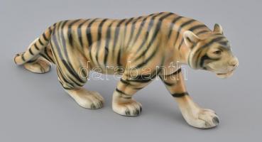 Royal Dux tigris. Kézzel festett, minimális kopással. 36 cm