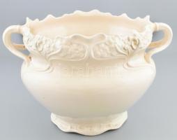 Kaspó. Fajansz. Németország XIX. sz. Jelzett. Mázrepedésekkel. d: 30 cm, m: 26 cm,