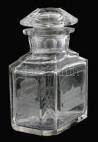 Trencsénteplic emlék üveg. Steinbad - Stadtbad in Teplitz. Vésett, csiszolt. Dugóval. XIX. sz. hibát...