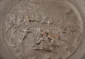 Antik dísz tányér, öntöttvas, jelzés nélkül, d: 31 cm