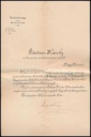 cca 1899 magyarzsákodi Hegedüs Sándor (1847-1906) kereskedelemügyi miniszter, a Széll-kormány miniszterének (1899. február 26.-1902. március 4.) aláírása posta- és távírda- főtiszti kinevezésen, fejléces papíron