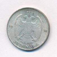Jugoszlávia 1938. 20D Ag "II. Péter" T:1- Yugoslavia 1938. 20 Dinara Ag "Petar II&quo...