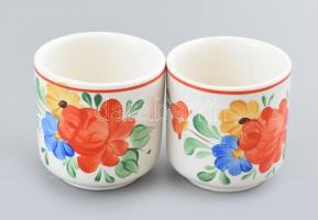 Gránit pálinkás kínáló készlet. 4 csésze, tálca, Kézzel festett, jelzett, hibátlan