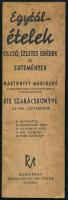 Mártonffy Máriusné: Egytálételek. Bp., 1941. Rózsavölgyi. 46p. Kiadói papírkötésben