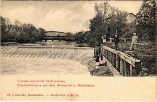 Karánsebes, Caransebes; Vízesés vasúti híddal. H. Rosenfeld kiadása / Eisenbahnbrücke mit dem Wasserfall / railway bridge, waterfall