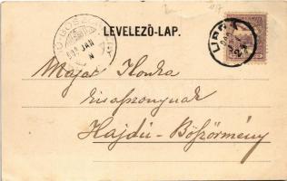 1900 Lippa, Lipova; Állami kereskedelmi és polgári iskola, híd. Nachbargauer János kiadása / trade s...