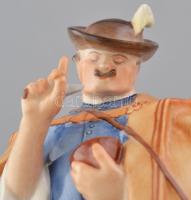 Herendi porcelán kutyákat etető juhász figura, kézzel festett, jelzett (Maugsch 1942), hibátlan, m: ...