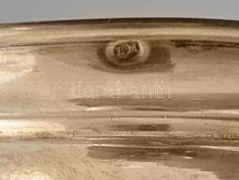 Bordó ólomkristály váza / serleg, jelzett ezüst (Ag) talppal, m: 18,5 cm