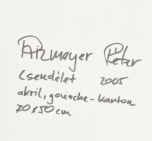 Rizmayer Péter (1977-): Csendélet, 2005. Akril, gouache, karton, jelzett a hátoldalán. 70x50 cm