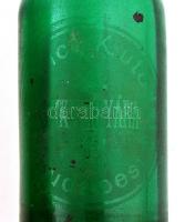 Heinrich K. utódai Budapest Szikvízgyár jelzett zöld szódásüveg, kopott fejjel. 28 cm