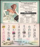 1961 Amerikai falinaptár, receptekkel, dekoratív illusztrációkkal, 34x28,5 cm