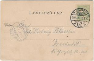 1902 Budapest székesfőváros. Pest-Pilis-Solt-Kis-Kun megye címere és magyar zászló. Athenaeum Rt. kő...