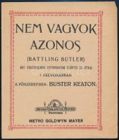 cca 1926 Nem vagyok azonos (Battling Butler), főszerepben: Buster Keaton, Metro Goldwyn Mayer, filmet bemutató magyar ny. prospektus, 4 oldal, lapszéli apró sérüléssel, korához képest jó állapotban, 15x13 cm