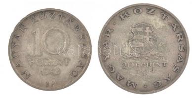 1948. 10Ft Ag "Széchenyi" + 20Ft Ag "Táncsics" T:2- patina, ph Adamo EM2, EM3