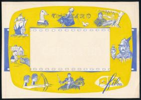 1961 Tanrend és Sew me, 2 db kézzel festett terv, tempera, papír, jelzett a hátoldalán (Sztraka?), 15,5x22,5 és 8,5x26,5 cm