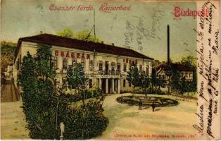 1911 Budapest II. Császár fürdő. Erdélyi cs. és kir. udvari fényképész felvétele után. litho (fa)