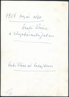 Szabó Lőrinc (1900-1957) Kossuth-díjas költő a könyvtárszobájában 1956 nyarán, hátoldalán feliratozo...