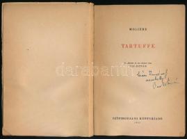 Miliére: Tartuffe. Bp., 1951. Szépirodalmi. Vas István fodító DEDIKÁCIÓJÁVAL: Kiadói papírkötésben,