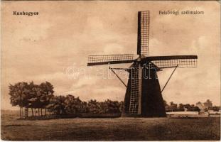 1920 Kunhegyes, Felsővégi szélmalom. Németh Sándor kiadása / windmill (gyűrődés / crease)