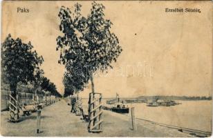 1917 Paks, Erzsébet sétatér, Duna részlete, úszó hajómalom. Wiener Hajman kiadása / floating boat mills (fl)