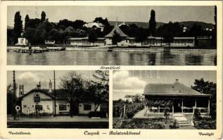 1938 Csopak, Strandfürdő, Vendéglő, étterem, Csopak-Balatonkövesd vasútállomás, megállóhely (EK)