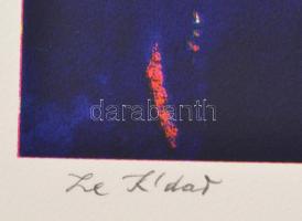 Joseph Kádár (1936-2019): Fények. Szitanyomat, papír, jelzett, 93/100 számozással. Hátoldalon a művé...