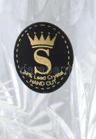 Dúsan csiszolt ólomkristály váza, hibátlan, etikettel jelzett. m: 35,5 cm