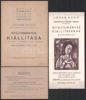 1939-1960 Johann Hugó kiállításaira szóló 3 db meghívó, valamint egy képes újságkivágás a művészről