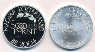 2004. 5000Ft Ag "XXVIII. Nyári Olimpia - Athén" (2xklf) kapszulában, tanúsítvánnyal T:PP,B...