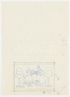 Johan Hugó (1890 - 1951): 2 db vázlat festményhez vagy üvegablakhoz. Kisebb és nagyobb méret, rajta ...