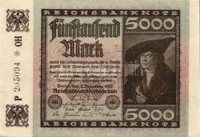 Német Birodalom/Weimari Köztársaság 1922. 5000M látványos gépszínátnyomattal T:I