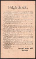 1918 nov. 5. Károlyi kormány megalakulásáról szóló hirdetmény a Nemzeti Tanács hajdúhadházi bizottságától 21x35 cm Hajtva