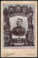 cca 1895 Boszniában szolgált k. u. k. (magyar) katona szolgálati emléke, fotómontázs S. Zentner műterméből, 16,5×10,5 cm