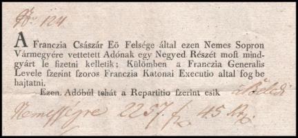 1809 Beled község részére a megszálló francia seregek által kiadott adófizetési felszólítás, szabad ...