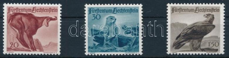 Liechtenstein; 1947 Vadászat (II.) sor Mi 253-255