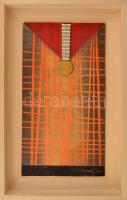 Haraszty István (1934-2022): Kitüntetett kép, 2004. Vegyes technika, fém applikáció, rétegelt falemez, jelzett, hátoldalán autográf felirattal, fakeretben, 31,5×17