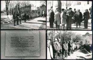 cca 1980-1985 Debrecen, jubileumi katonai ünnepség felvételei (39-esek emléktáblája, díszszemle, stb.), 19 db fotó, 14x9 cm
