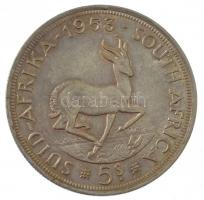 Dél-Afrika 1953. 5Sh Ag II. Erzsébet (28,28g) T:2  South Africa 1953. 5 Shilling Ag Elizabeth II (28,28g) C:XF  Krause KM#52