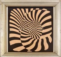 Vasarely Victor (1908-1997): Zebrák. Nyomat, papír, jelzett a nyomaton, üvegezett fakeretben, 45×42 cm