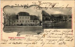 1903 Ószombat, Szobotiszt, Szobotist, Sobotiste; Kuffner (Nyáry) kastély, Fő utca, Herczeg József üzlete. Elvira fényképészeti műterem kiadása / castle, main street, shop (fl)