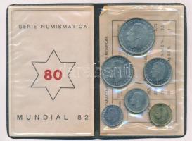 Spanyolország 1980. 50c-100P (6xklf) "Európa Bajnokság 1982" kék műbőrtokos forgalmi sor T...