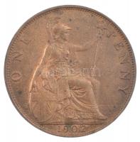 Nagy-Britannia 1902. 1p bronz VII. Eduárd (9,67g) T:1- kis patina Great Britian 1902. 1 Penny bronze Edward VII (9,67g) C:AU small patina Krause KM#793.2