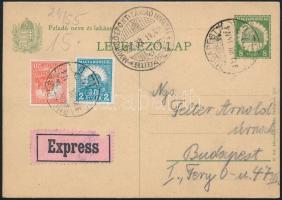 1930 8f díjjegyes helyi expressz levelezőlap 22f díjkiegészítéssel