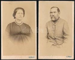 cca 1870 Wallandt házaspár fotója, 2 db keményhátú fotó Szabó István műterméből, 10,5×6,5 cm