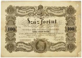 1848. 100Ft Kossuth bankó, ÜR 17418 T:III restaurált Hungary 1848. 100Ft Kossuth banknote, ÜR 17418 C:F restored Adamo G114