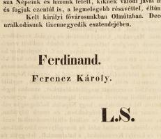 1848. december 2. Az Olmützi proklamáció, melyben V. Ferdinánd lemond a trónról, Ferenc Károly főher...