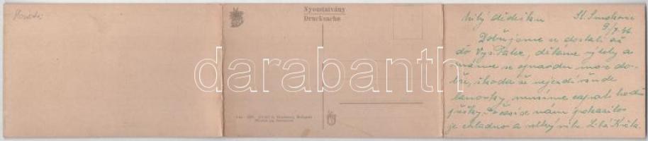 Tátra, Magas-Tátra, Vysoké Tatry; Strbské pleso / Csorba-tó, villamos. 3-részes kihajtható panorámal...