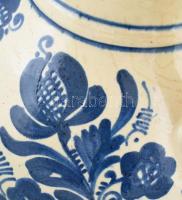 Korondi, kézzel festett madaras váza, népi kerámia, jelzett: Józsa Lajos Korond, minimális mázlepatt...