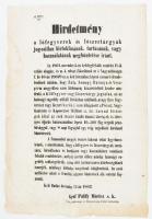 1862 gr. Pálffy Móricz lőszer és fegyvertartást szanckionáló rendelet, hirdetménye. 34x53 cm