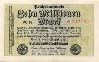 Német Birodalom/Weimari Köztársaság 1923. 10.000.000M (2x) T:I-